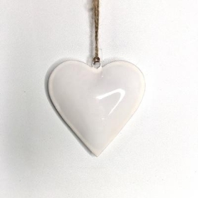 Ivory Enamel Hanging Heart 10cm